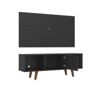 Rack com Painel para TV até 42 Polegadas Salah Preto 135 cm