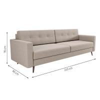 Sofá 3 Lugares Living Pé Palito Linho Cotton Cru 210 cm - 3