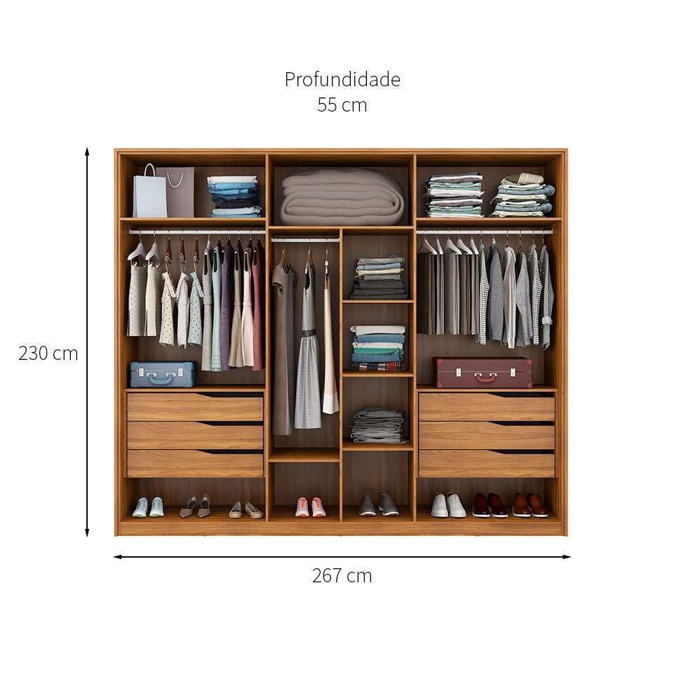 Guarda-Roupa Casal Atrice 6 PT 6 GV Amendola e Grafito - 3