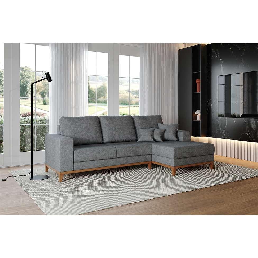 Sofá 4 Lugares Belgrado com Chaise Direito Linho Cinza 250 cm - 2