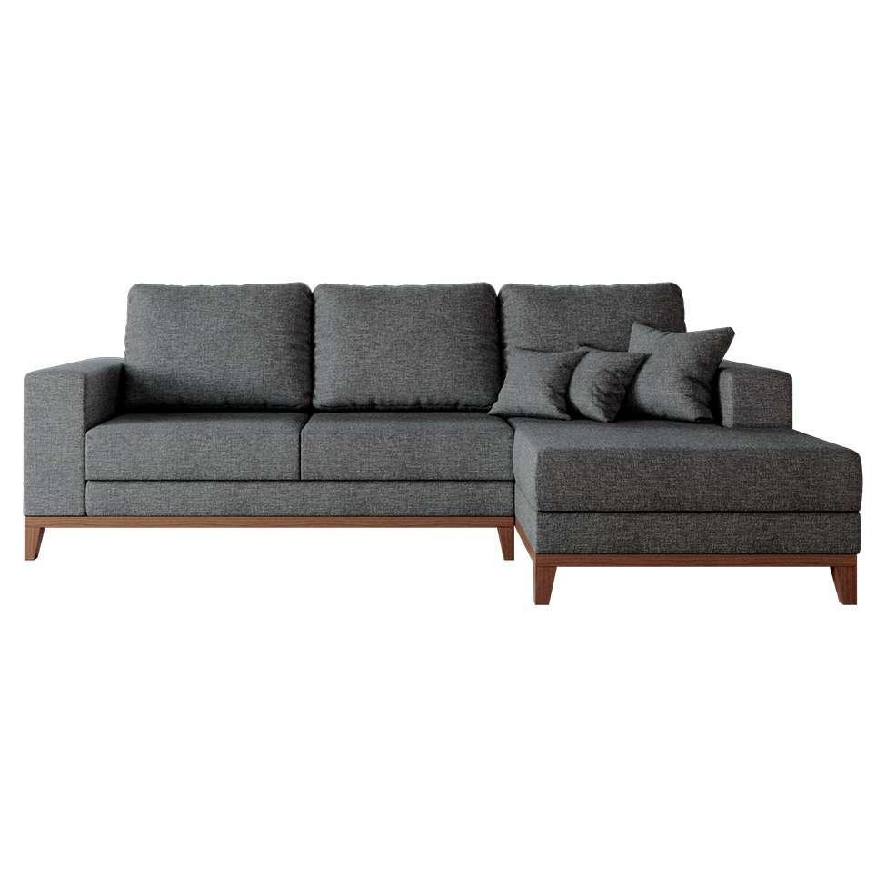 Sofá 4 Lugares Belgrado com Chaise Direito Linho Cinza 250 cm - 5