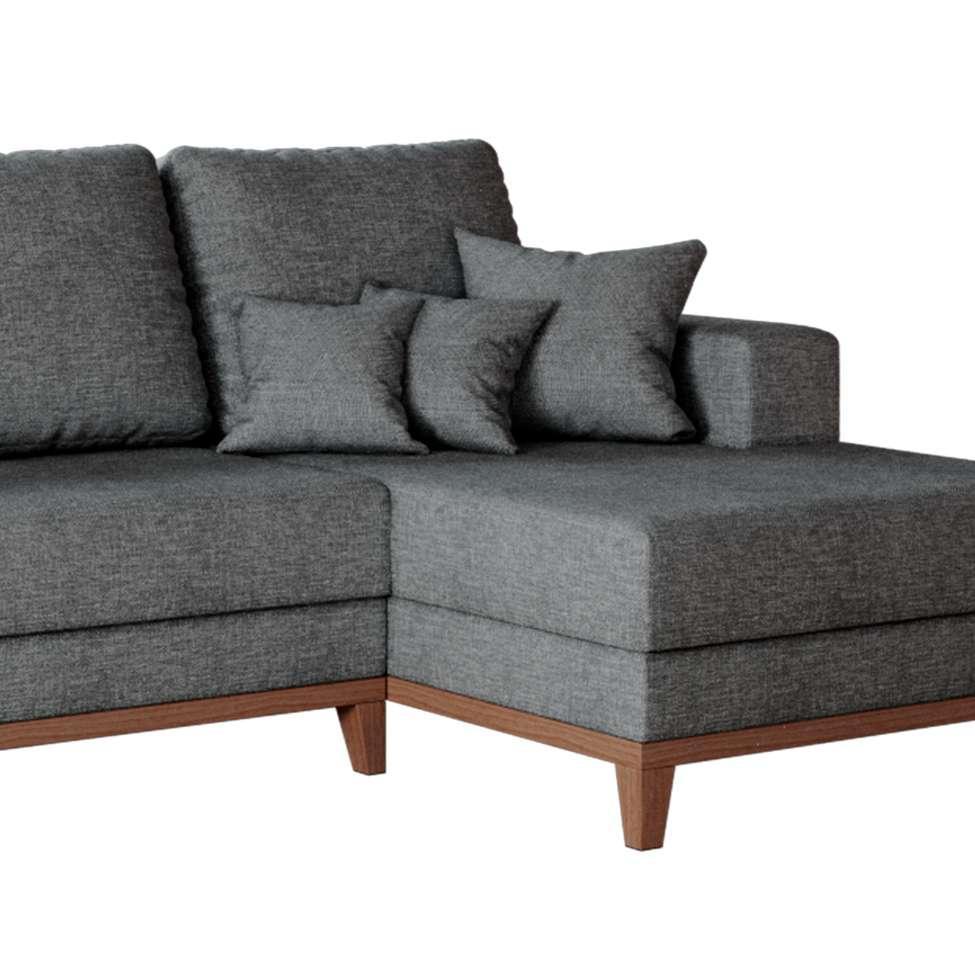 Sofá 4 Lugares Belgrado com Chaise Direito Linho Cinza 250 cm - 7