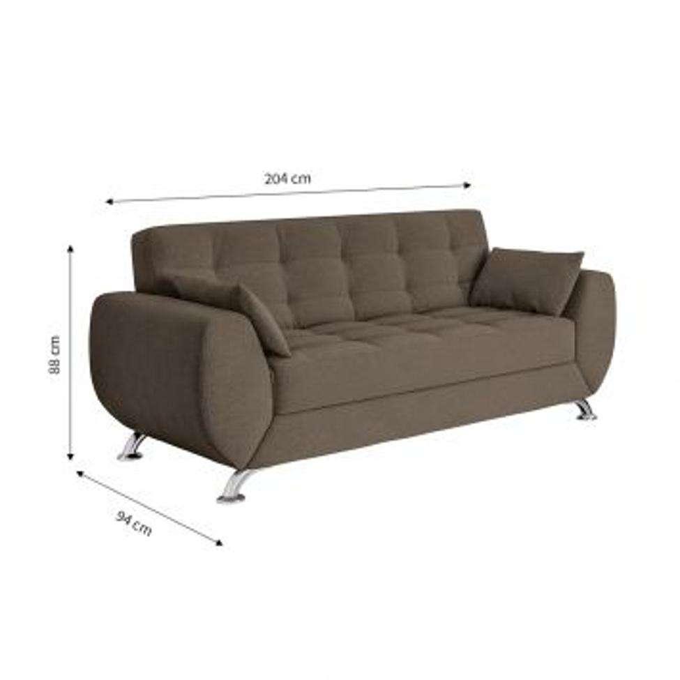 Conjunto de Sofá 2 e 3 Lugares Larissa Suede Castanho - 5
