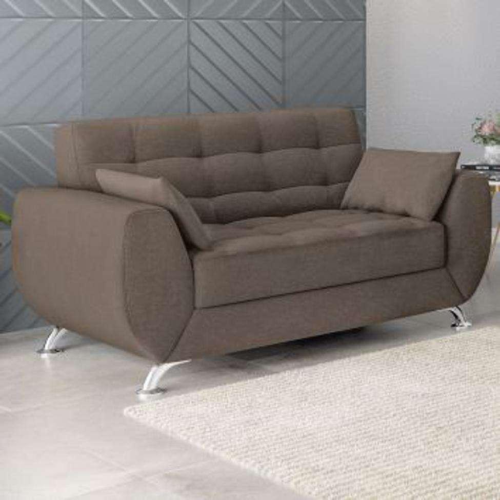Conjunto de Sofá 2 e 3 Lugares Larissa Suede Castanho - 6