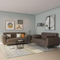 Conjunto de Sofá 2 e 3 Lugares Larissa Suede Castanho - 1