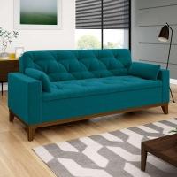 Sofá 3 Lugares Nevada Suede Azul Turquesa - 2