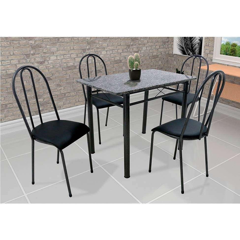 Conjunto de Mesa com 4 Cadeiras Genebra Preto - 1