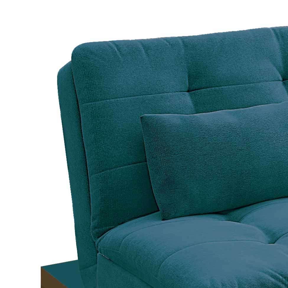 Sofá-Cama 3 Lugares Casal Premium Base e Pés de Madeira Suede Azul - 9
