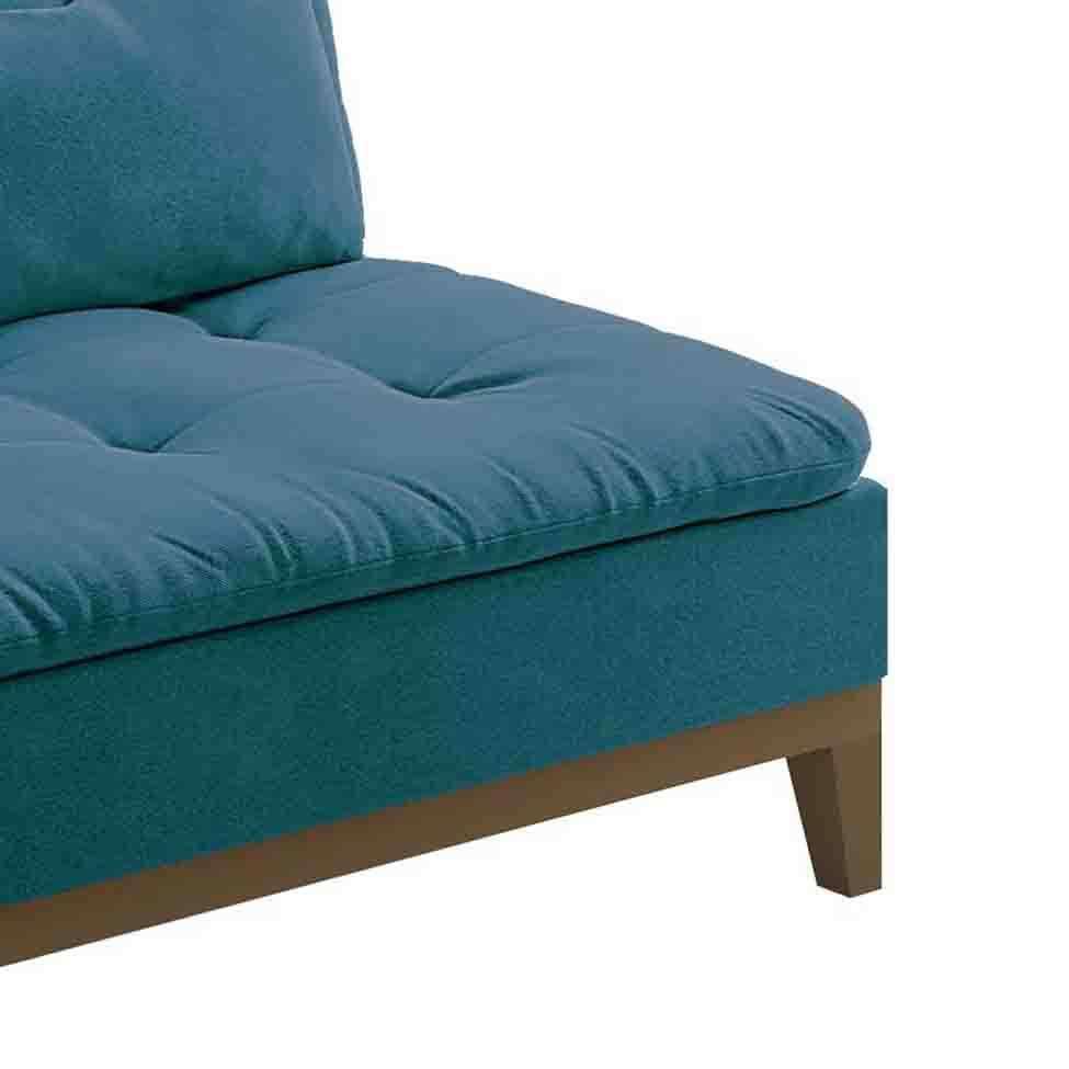 Sofá-Cama 3 Lugares Casal Premium Base e Pés de Madeira Suede Azul - 10