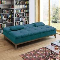 Sofá-Cama 3 Lugares Casal Premium Base e Pés de Madeira Suede Azul - 8