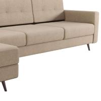 Sofá 4 Lugares Living com Chaise Esquerdo Pé Palito Linho Cotton Bege - 7