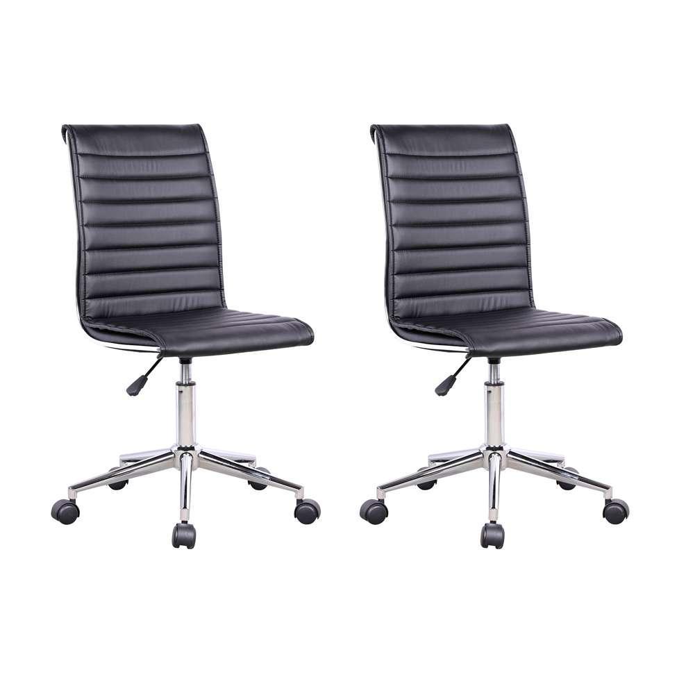 Conjunto com 2 Cadeiras de Escritório Secretária Giratórias Marilyn Preto - 1
