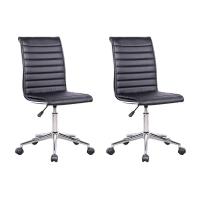 Conjunto com 2 Cadeiras de Escritório Secretária Giratórias Marilyn Preto - 1