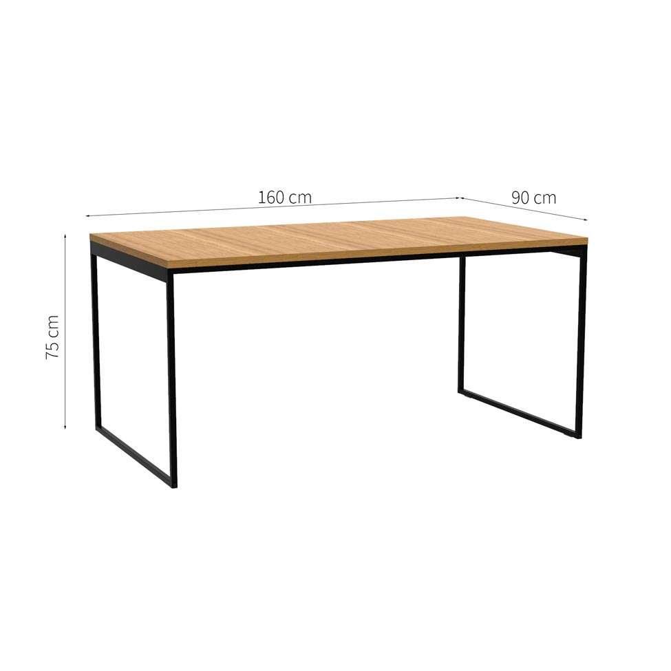 Mesa de Jantar Retangular Industrial Stanford Carvalho e Preta 160 cm - 3