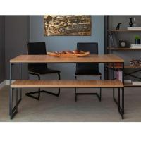 Mesa de Jantar Retangular Industrial Stanford Carvalho e Preta 160 cm - 2