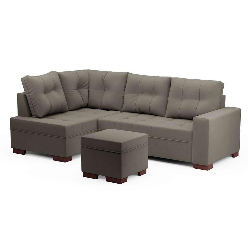 Sofá de Canto 6 Lugares Gávea Suede Cinza - 1