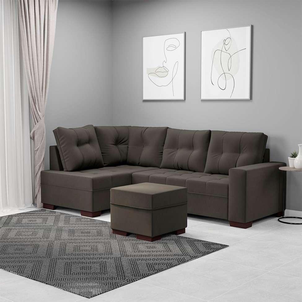 Sofá de Canto 6 Lugares Gávea Suede Cinza - 2