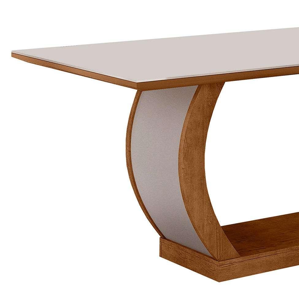 Conjunto de Mesa de Jantar com Vidro e 6 Cadeiras Maia I Veludo Imbuia e Creme - 4