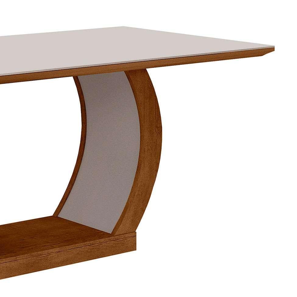 Conjunto de Mesa de Jantar com Vidro e 6 Cadeiras Maia I Veludo Imbuia e Creme - 5