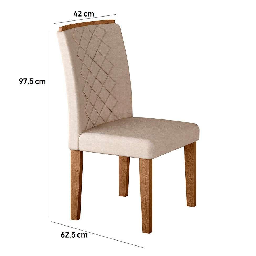 Conjunto de Mesa de Jantar com Vidro e 6 Cadeiras Maia I Veludo Imbuia e Creme - 7
