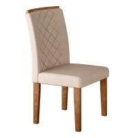 Conjunto de Mesa de Jantar com Vidro e 6 Cadeiras Maia I Veludo Imbuia e Creme - 6