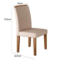 Conjunto de Mesa de Jantar com Vidro e 6 Cadeiras Maia I Veludo Imbuia e Creme - 7