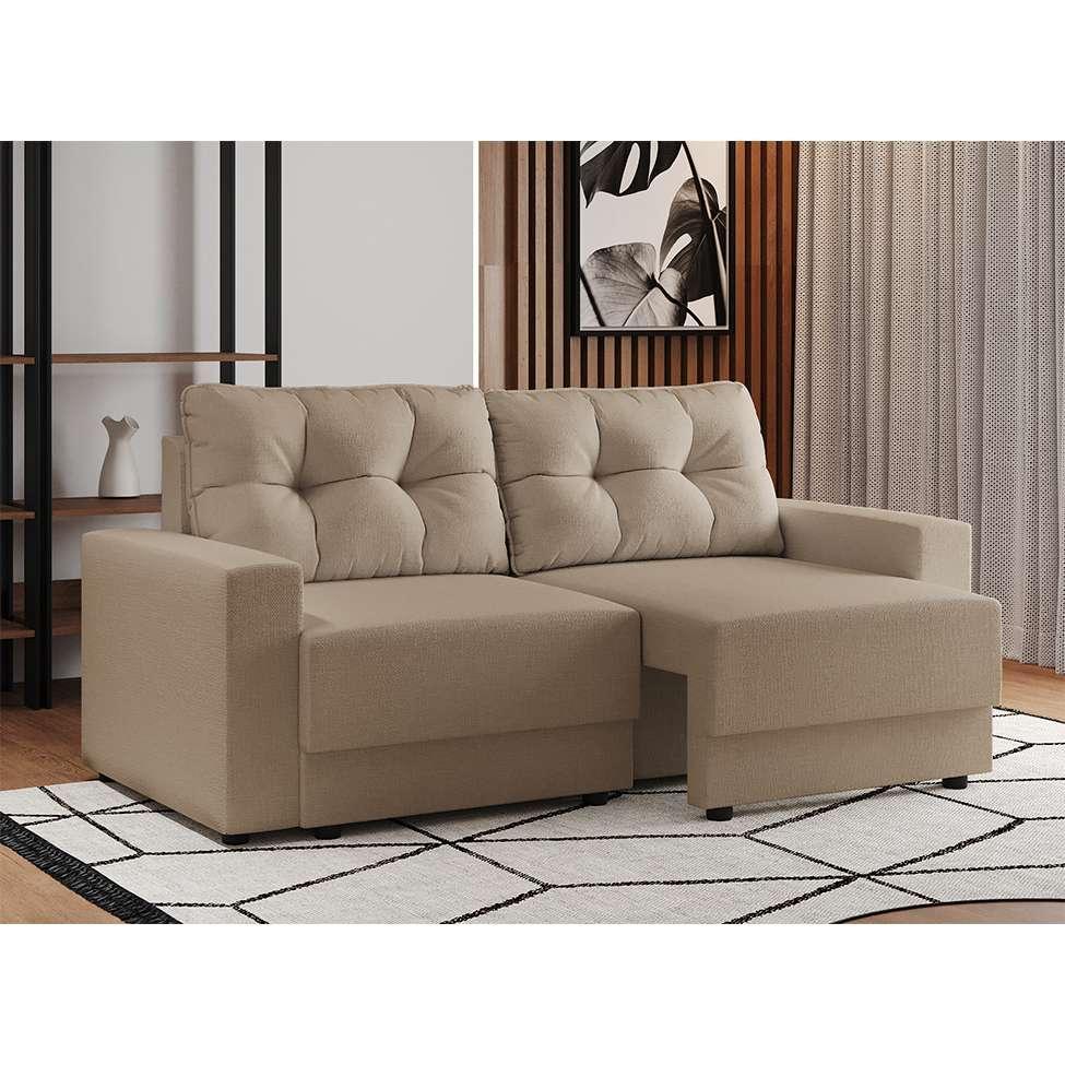 Sofá 3 Lugares Retrátil Lubeck Linho Bege - 1