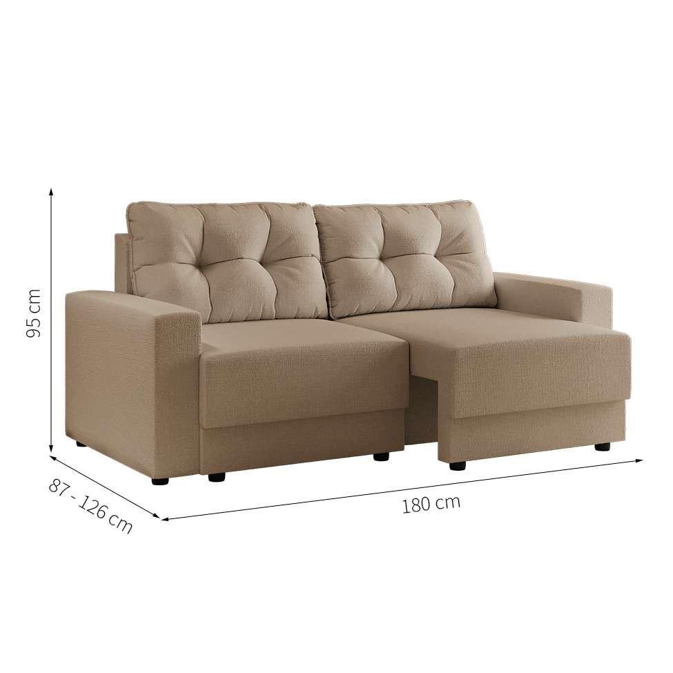 Sofá 3 Lugares Retrátil Lubeck Linho Bege - 3