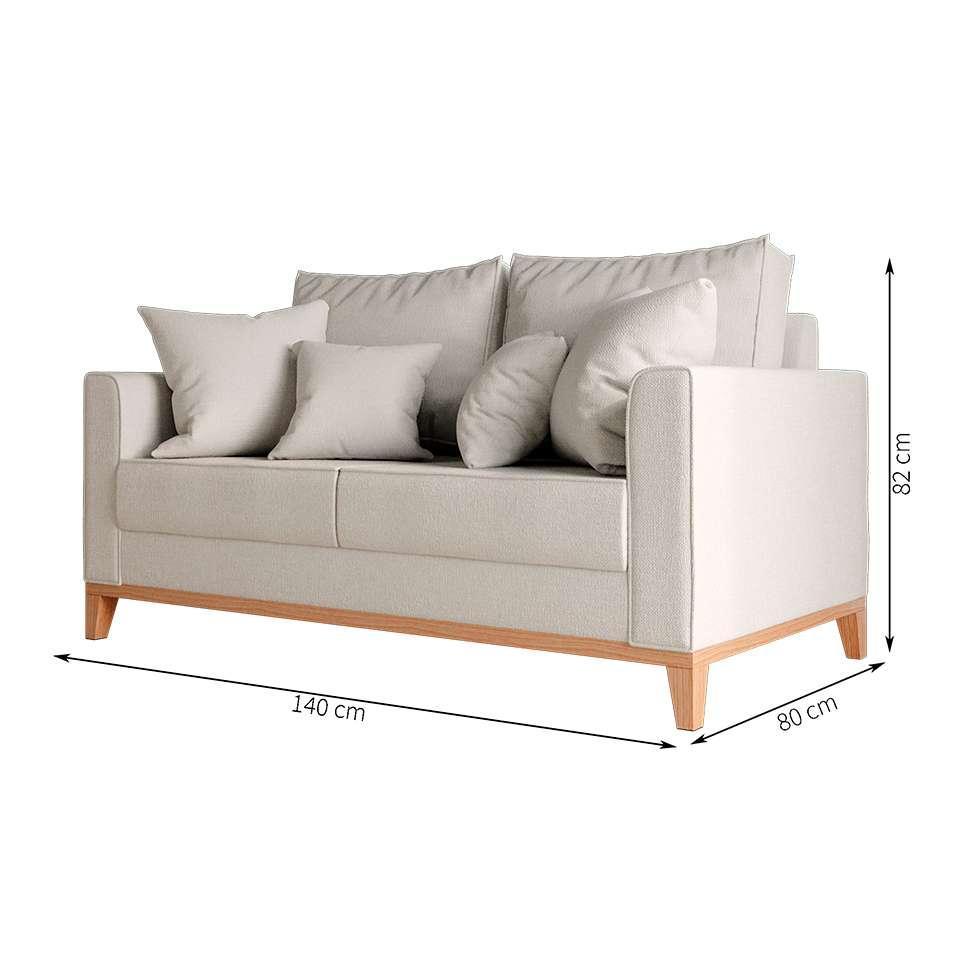 Sofá 2 Lugares Beny Base de Madeira Linho Cotton Cru - 3