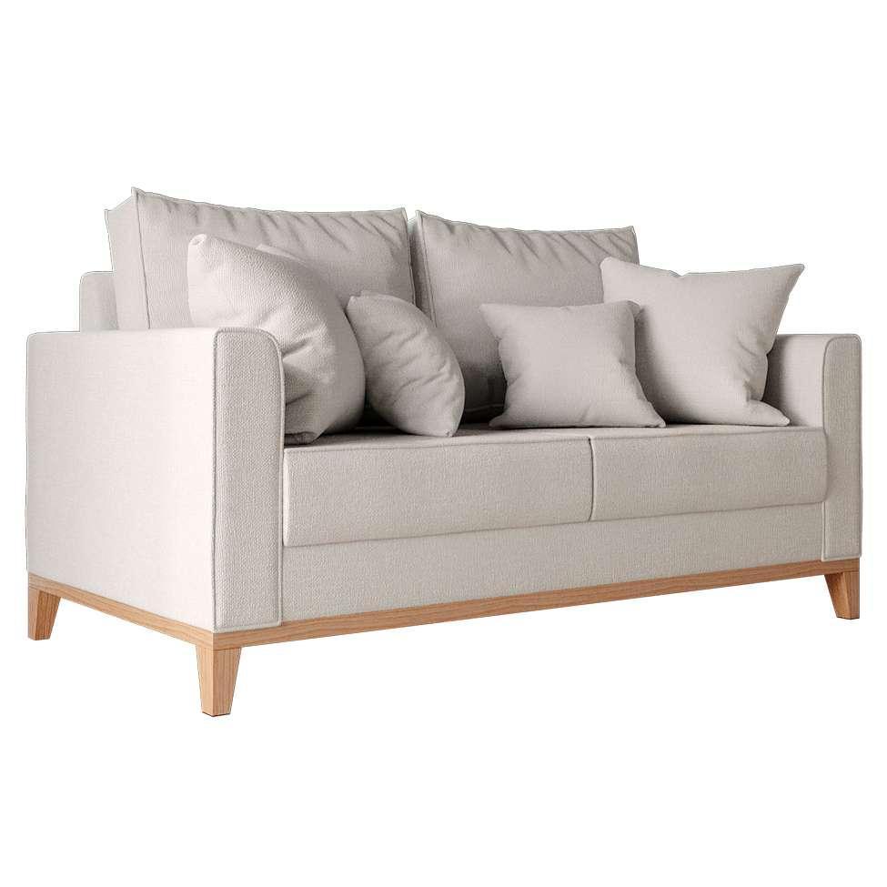 Sofá 2 Lugares Beny Base de Madeira Linho Cotton Cru - 5