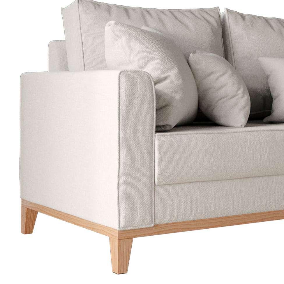 Sofá 2 Lugares Beny Base de Madeira Linho Cotton Cru - 6
