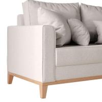 Sofá 2 Lugares Beny Base de Madeira Linho Cotton Cru - 6