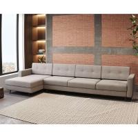 Sofá 4 Lugares Living com Chaise Esquerdo Pé Palito Linho Cotton Cru - 1