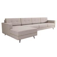 Sofá 4 Lugares Living com Chaise Esquerdo Pé Palito Linho Cotton Cru - 2