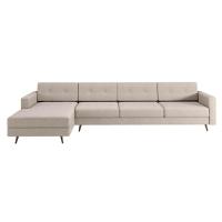 Sofá 4 Lugares Living com Chaise Esquerdo Pé Palito Linho Cotton Cru - 5