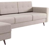 Sofá 4 Lugares Living com Chaise Esquerdo Pé Palito Linho Cotton Cru - 7