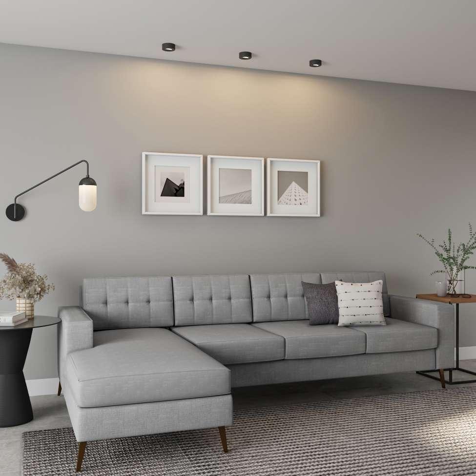 Sofá 4 Lugares Surprised com Chaise Esquerdo Pé Palito Linho Cotton Cinza - 1