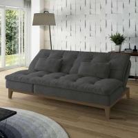 Sofá-Cama 3 Lugares Casal Amanda com Pés de Madeira Suede Cinza - 7