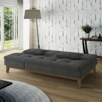 Sofá-Cama 3 Lugares Casal Amanda com Pés de Madeira Suede Cinza - 8