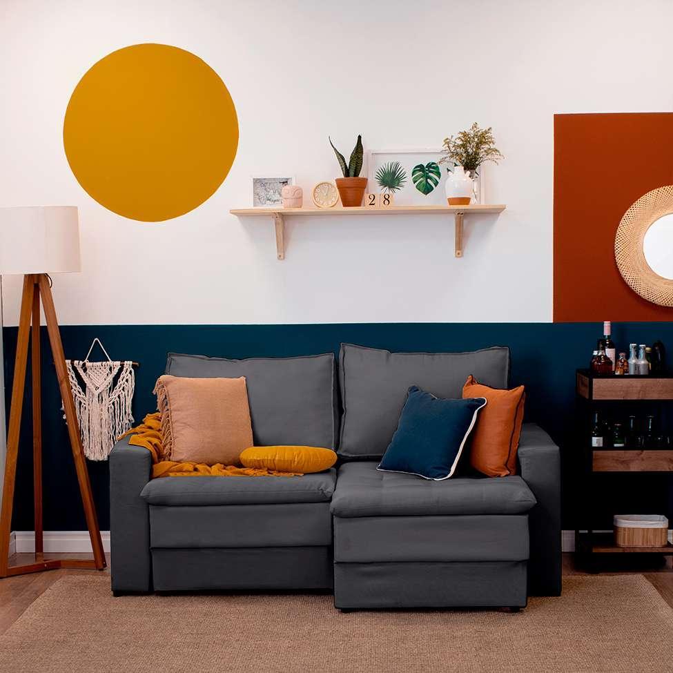 Sofá 3 Lugares Retrátil Berna Linho Cinza 180 cm - 2