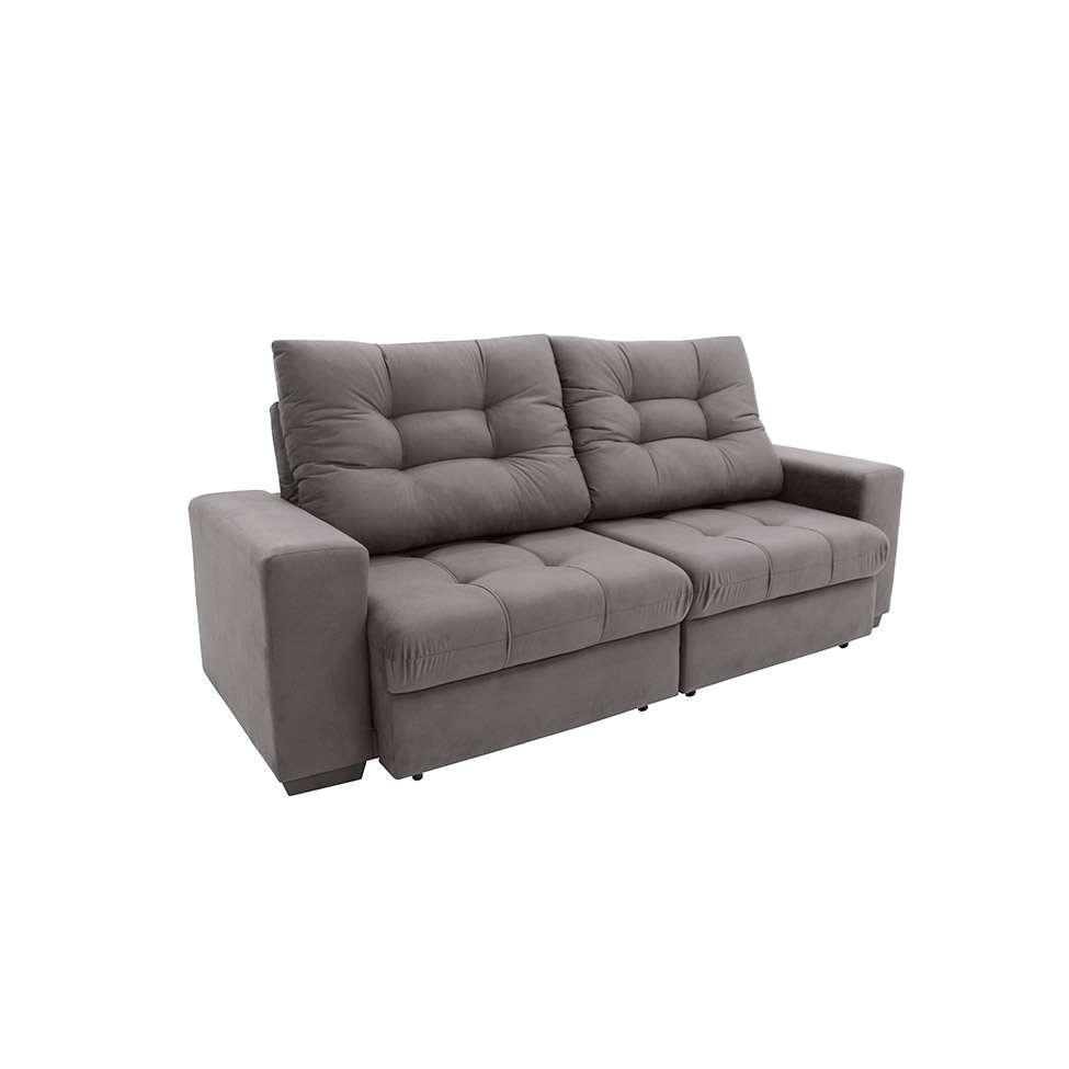 Sofá 3 Lugares Retrátil e Reclinável Biarritz Suede Castanho - 1