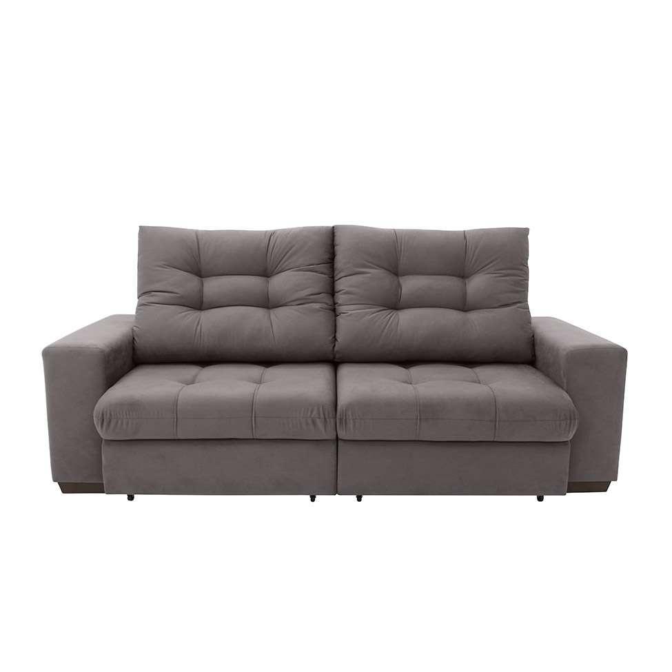 Sofá 3 Lugares Retrátil e Reclinável Biarritz Suede Castanho - 3