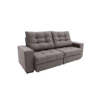 Sofá 3 Lugares Retrátil e Reclinável Biarritz Suede Castanho - 1