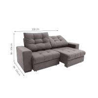 Sofá 3 Lugares Retrátil e Reclinável Biarritz Suede Castanho - 2