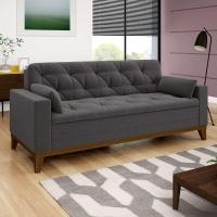 Sofá 3 Lugares Nevada I Suede Cinza - 2