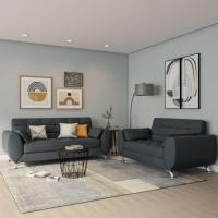 Conjunto de Sofá 2 e 3 Lugares Larissa II Suede Cinza - 1