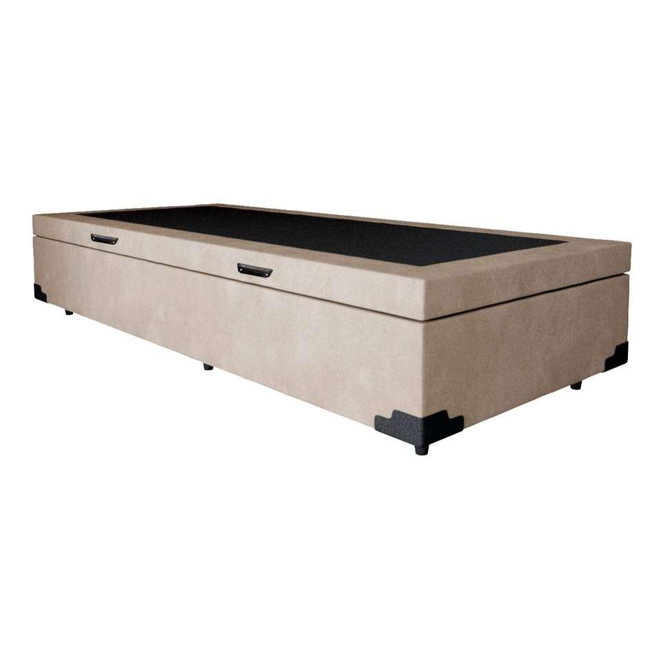 Base para Cama Box Solteiro Martin Premium com Baú Suede (45x88x188) Bege - 1
