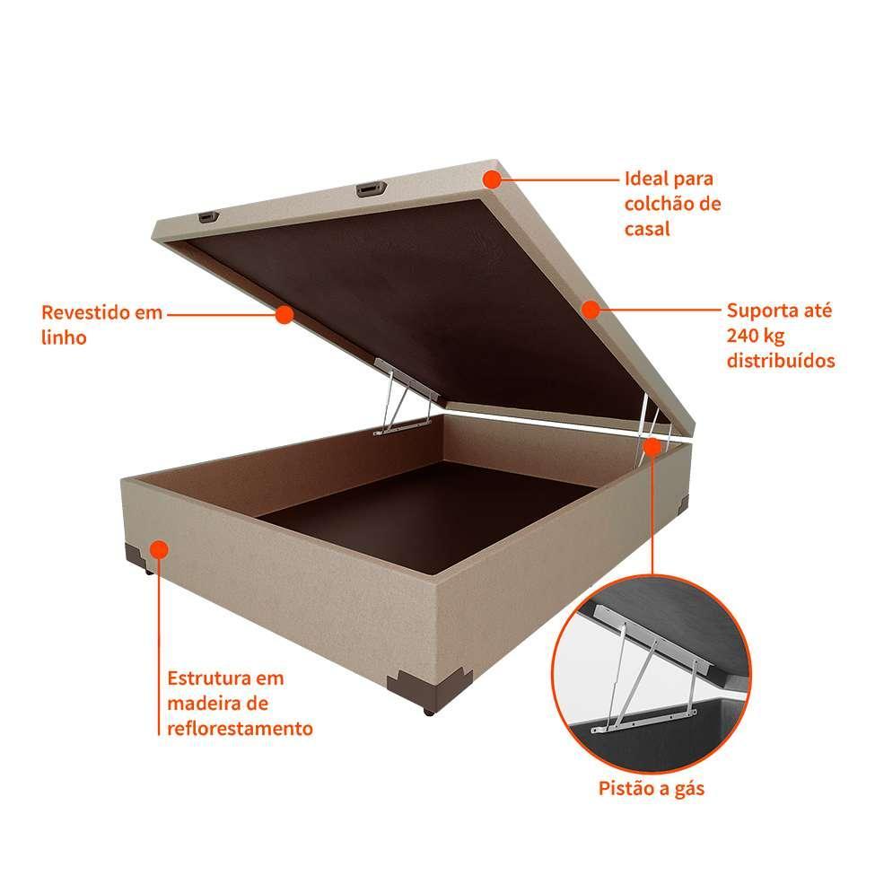 Base para Cama Box Casal Martin Premium com Baú Linho (47x138x188 cm) Cru - 4