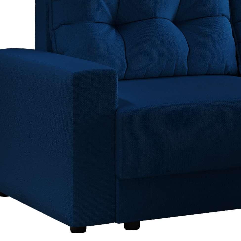 Sofá 3 Lugares Retrátil Lubeck Linho Azul Marinho - 6