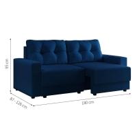 Sofá 3 Lugares Retrátil Lubeck Linho Azul Marinho - 3